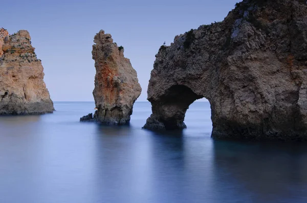 Larga Exposición Océano Ponta Piedade Algarve Portugal — Foto de Stock