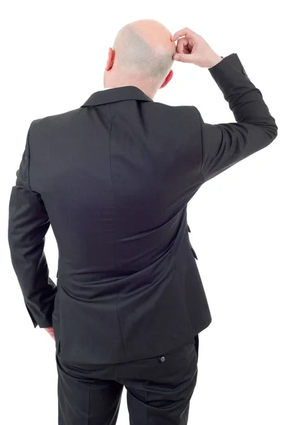 Back View Worried Businessman Thinking Isolated — Stock Photo, Image