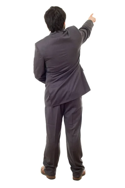 Back View Business Man Pointing Finger Isolated — Stock Photo, Image