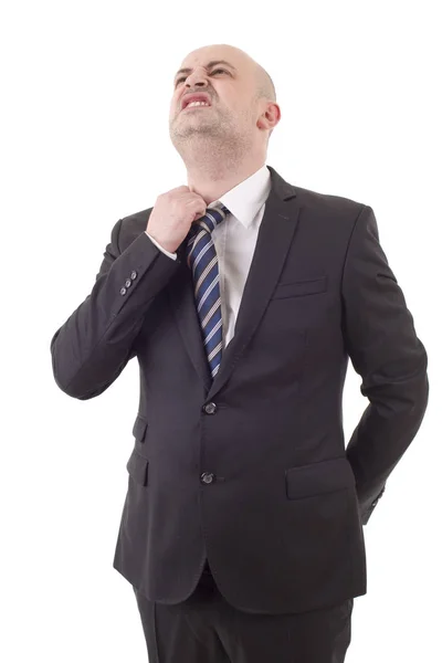 Orolig Affärsman Kostym Titta Upp Isolerade — Stockfoto