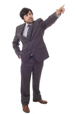 iş adamı, tam uzunlukta, izole parmak, işaret