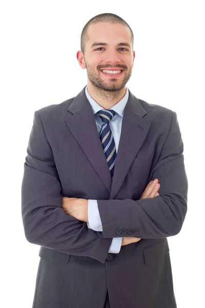 Feliz Homem Negócios Retrato Isolado Branco — Fotografia de Stock