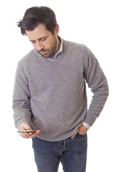 Young Casual Man Phone Isolated — Stock Photo, Image