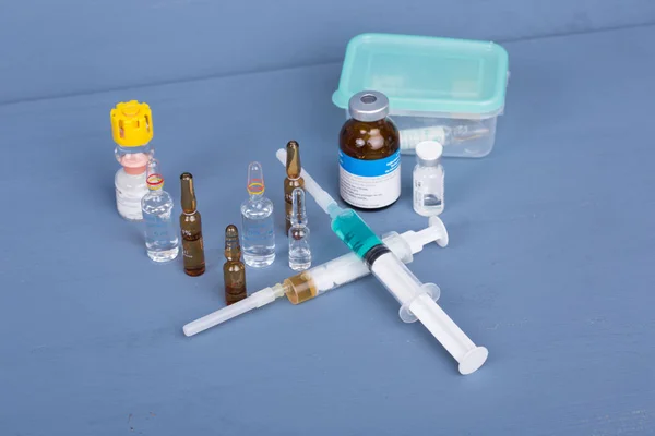 Injekční Stříkačky Ampulemi Drog — Stock fotografie