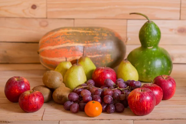 fruits on wooden table, studio picture