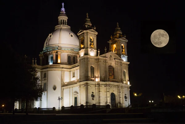 Vista nocturna de Basílica de Sameiro Braga — Foto de Stock