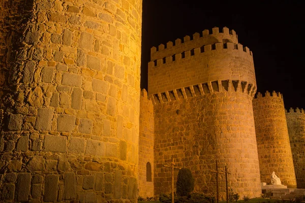 Avila di notte, Spagna — Foto Stock