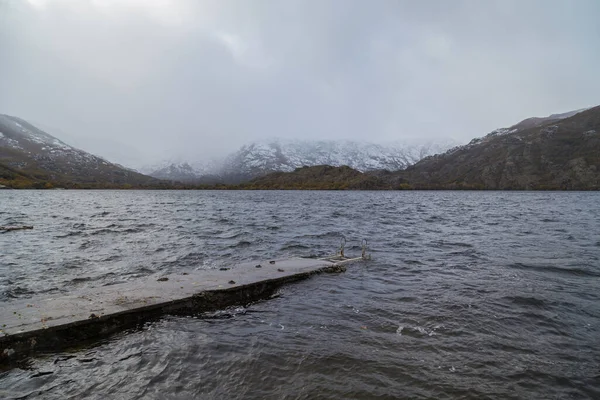 Lago Sanabria Inverno Con Neve Castilla Leon Spagna — Foto Stock