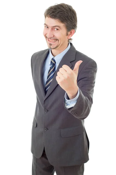 Young Business Man Going Thumb Isolated White — Stock Photo, Image