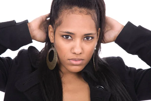 African Girl Close Portrait Isolated White Background — Stock Photo, Image