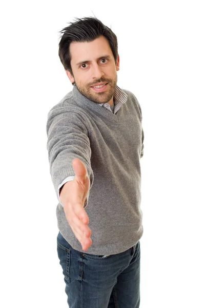 Young Casual Man Offering Shake Hand Isolated — Stock Photo, Image