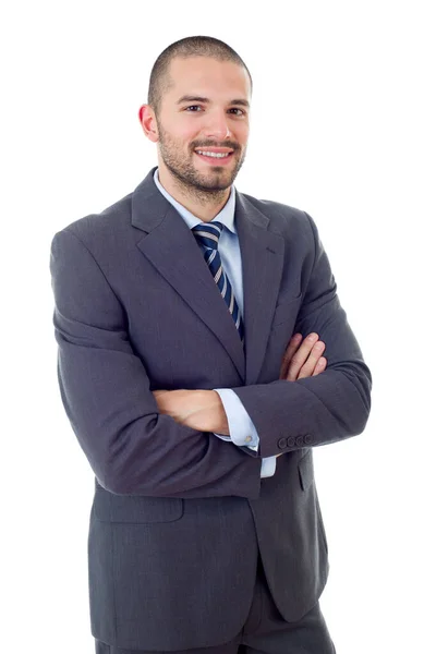 Feliz Homem Negócios Retrato Isolado Branco — Fotografia de Stock