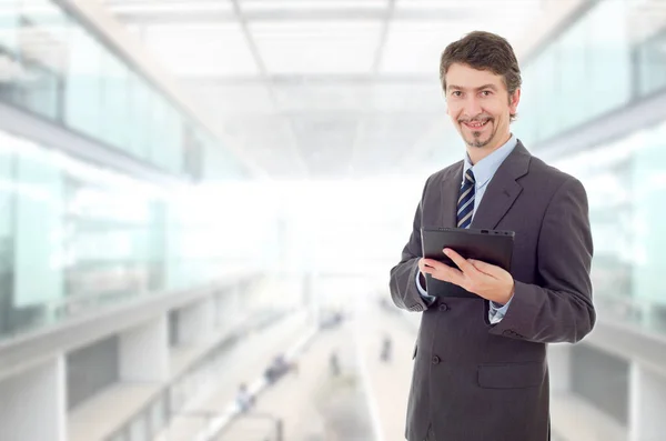 Happy Businessman Tablet Office — Stock Photo, Image