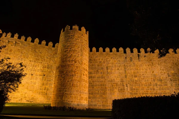 Avila Walls Night Castile Leon Spain — стоковое фото
