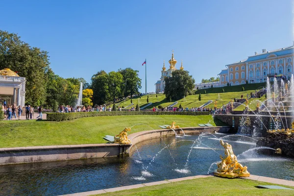 Saint Petersburg Russie Peterhof Saint Pétersbourg Palais Roi Grande Fontaine — Photo