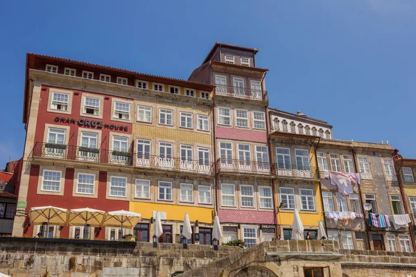 Oporto Portogallo Famose Case Della Ribeira Sulla Riva Del Fiume — Foto Stock