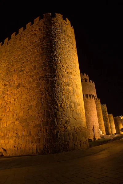 Avila Muren Nachts Castilië Leon Spanje — Stockfoto