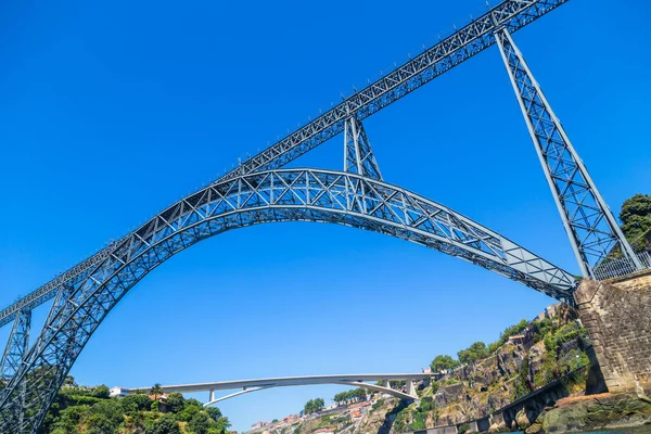 Ponte Maria Pia Sobre Rio Douro Porto Portugal Vista Água — Fotografia de Stock