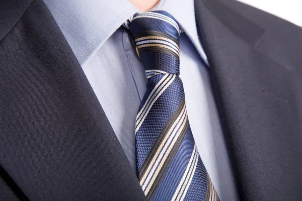 Business Power Detalhe Perto Jaqueta Masculina Camisa Com Gravata Azul — Fotografia de Stock