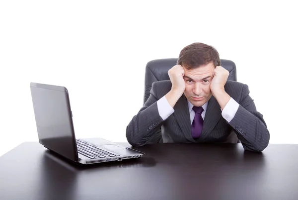 Worried Business Man Working Laptop — Stock Photo, Image