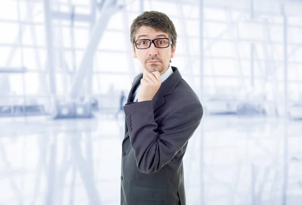 Young Business Man Surprised Office — Stock Photo, Image