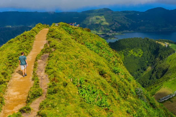 Sao Miguel Isla Las Azores Portugal Gente Lago Sete Cidades — Foto de Stock