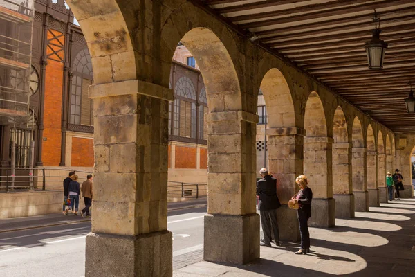 Salamanca Spanyolország Turisták Plaza Mayor Salamanca Salamanca Város Kasztília Len — Stock Fotó