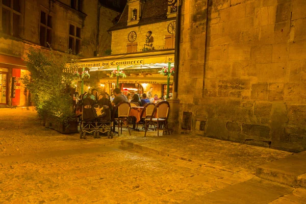 Sarlat Caneda Franciaország Éjszaka Sarlat Caneda Egy Gyönyörű Középkori Város — Stock Fotó