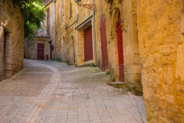 Sarlat la Caneda 'daki tarihi evler Dordogne Departmanı, Aquitaine, Fransa