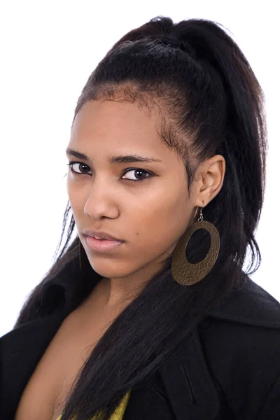 African Girl Close Portrait Isolated White Background — Stock Photo, Image