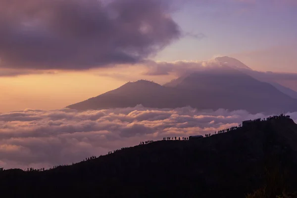 Vue Panoramique Sur Les Nuages Brume Lever Soleil Depuis Sommet — Photo