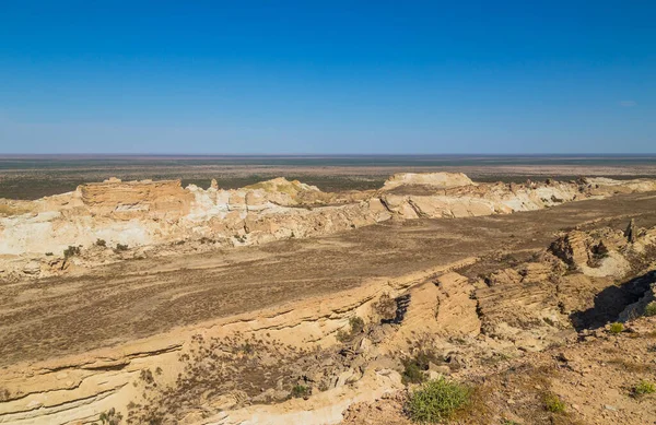 Panorama View Aral Sea Rim Plateau Ustyurt Aktumsuk Cape Karakalpakstan — Stock Photo, Image