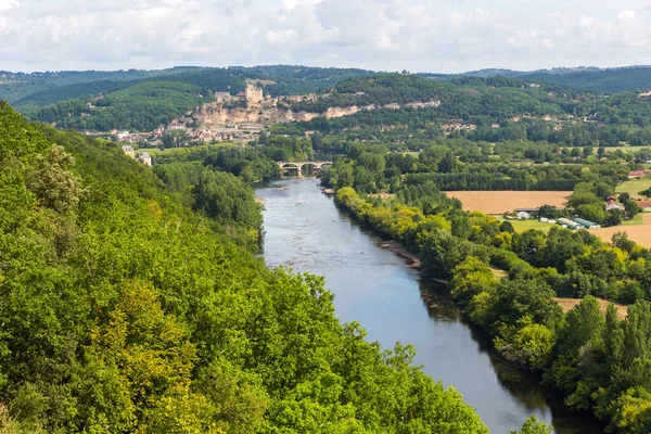 Río Dordoña Desde Castillo Castlenaud Castelnaud Chapelle Dordogne Francia —  Fotos de Stock