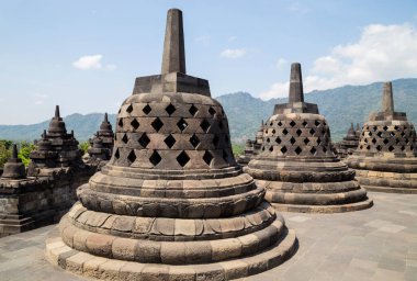 Antik Budist tapınağı Borobudur, Magelang, Orta Java, Endonezya