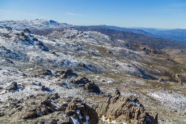 Winterlandschap Met Sneeuw Bergen Van Natuurpark Serra Xures Galicië Spanje — Stockfoto