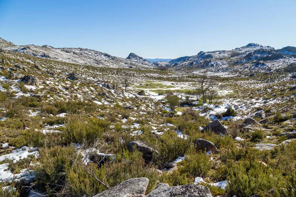 Krajobraz Zimowy Śniegiem Górach Parku Przyrody Serra Xures Galicja Hiszpania — Zdjęcie stockowe
