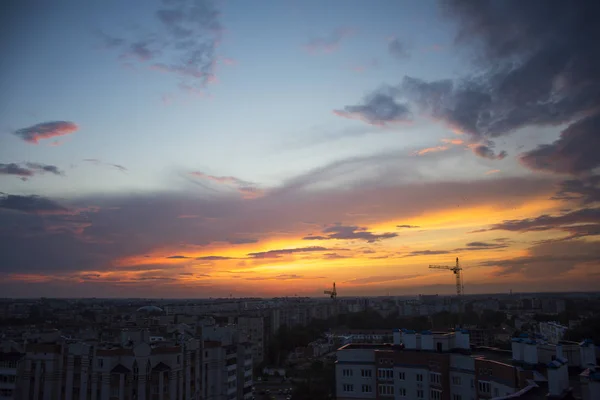 Colorido Atardecer Sobre Los Tejados Ciudad Brest — Foto de Stock