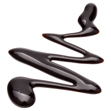 Çikolata şurubu izole üzerinde beyaz arka plan damla. Üstten Görünüm.