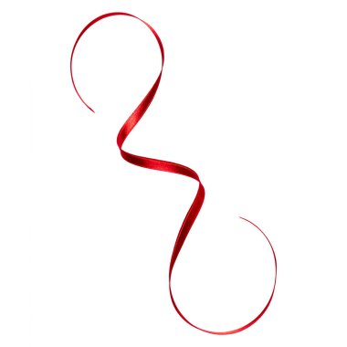 Beyaz arka plan clo üzerinde izole kırmızı renkte parlak saten şerit