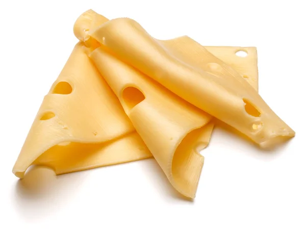 Rebanadas de queso aisladas sobre fondo blanco recorte —  Fotos de Stock