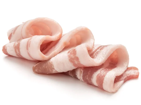 Sliced pork bacon isolated on white background cutout — Stock Image Sliced pork bacon isolated on white background cutout Royalty Free Stock Photos