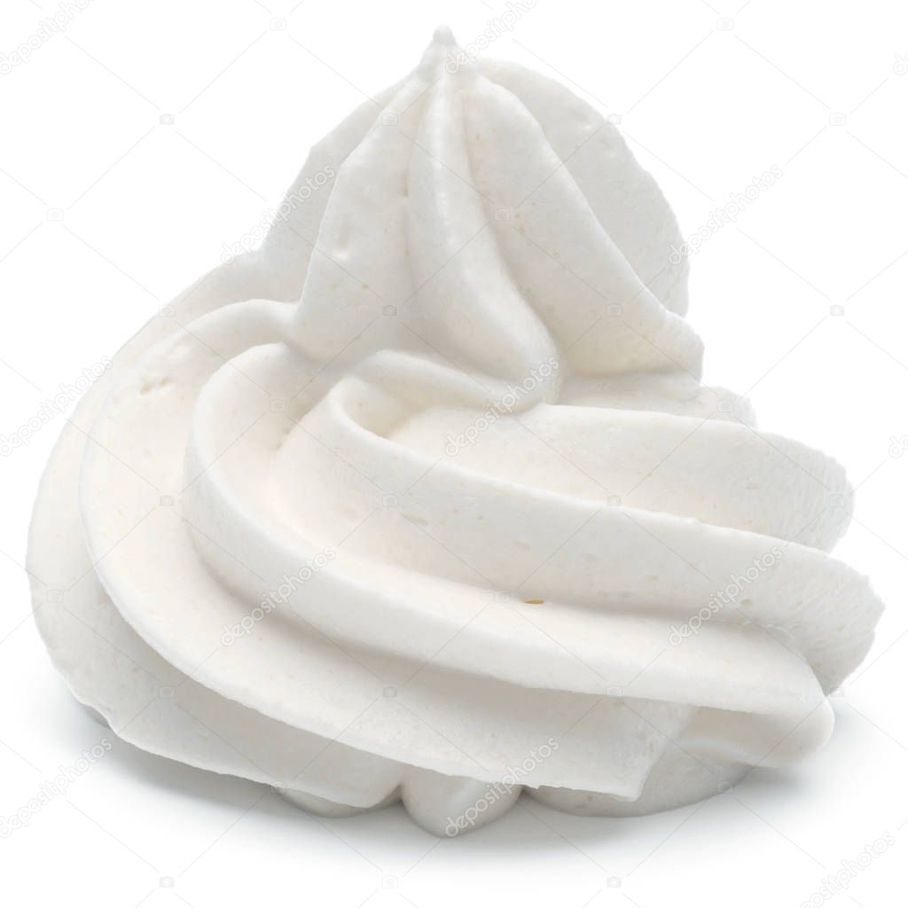 Whipped cream swirl  isolated on white background cutout