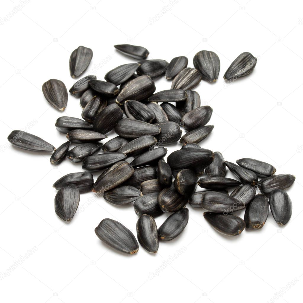 Sunflower seeds  isolated on white background close up