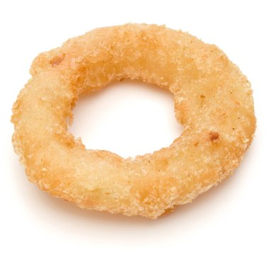 Gevrek derin kızarmış soğan veya üzerinde beyaz backg izole kalamar ring