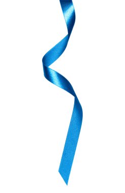 Beyaz arka plan cl izole mavi renkte parlak saten şerit