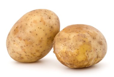 Beyaz arka plan üzerinde kesme izole yeni patates yumru