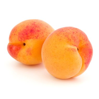 Beyaz arka plan kesme izole iki kayısı meyve