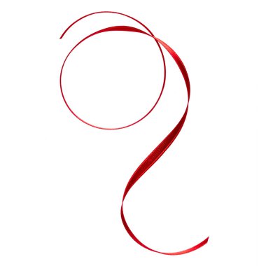 Beyaz arka plan clo üzerinde izole kırmızı renkte parlak saten şerit