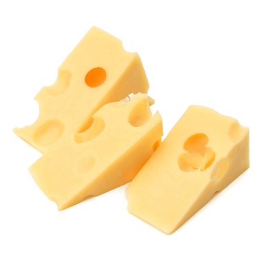 Beyaz arkaplanda izole edilmiş peynir