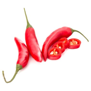 sliced red chili or chilli cayenne pepper isolated on white  background cutout clipart